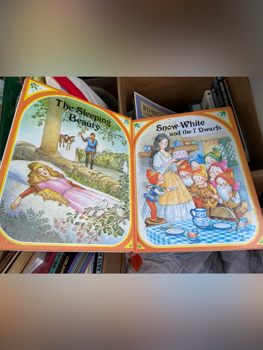 Vintage 70s 1970s Classic Fairy Tale Snow White Sleeping Beauty Book Set of 2